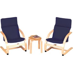 imageGuidecraft Kiddie Rocker Set of 2 Blue Cushioned Childrens Rocker with Wooden Frame Classroom Seating for up to 120 Pounds