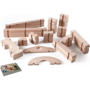 imageGuidecraft Notch Blocks Set 89 Piece Set Natural Wooden Stacking Blocks Educational Montessori Toy for Kids IndoorOutdoor Block Play System