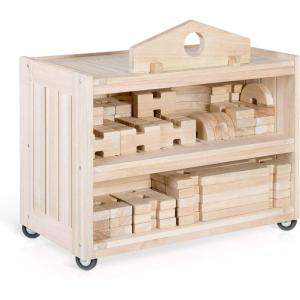 imageGuidecraft Notch Blocks Storage Cart Kids Toys Books Storage ampamp Organizer with Casters Preschool and Playroom Furniture