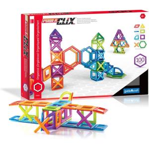 imageGuidecraft PowerClix Frames Magnetic Building Blocks Set 74 Piece Magnetic Tiles Stem Educational Construction Toy100 Piece