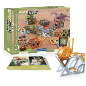 imageGuidecraft PowerClix Frames Natural  74 Piece Set Magnetic Construction Building Kit for Creative OpenEnded Play STEM Learning ampamp Educational Toys for Children