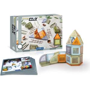 imageGuidecraft PowerClix Solids Natural  70 Piece Set STEM Magnetic Educational Construction Building Blocks with Inspiration Cards for Kids Develop Motor Skills ampamp Creativity