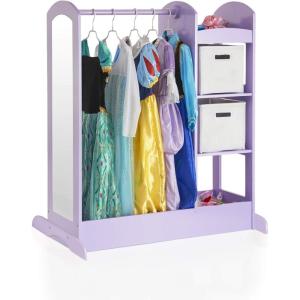 imageGuidecraft See and Store Dressup Center  Gray Kids Dramatic Play Storage Armoire with Mirror Rack Shelves ampamp Bottom Tray  Toddlers Costume ampamp Toy Organizer FurnitureLavender