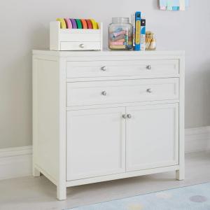 imageMartha Stewart Crafting Kids Artwork Storage  Linen White Wooden Art Supply Storage Cabinet with Drawers Crafting Organization for Paper and ToolsLinen White