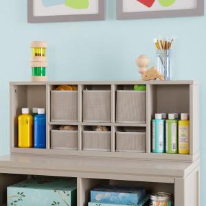 imageMartha Stewart Crafting Kids Cubby Organizer  Gray Wooden Tabletop Arts and Crafts Storage with Bins for Paint Paper Brushes and ArtworkGray