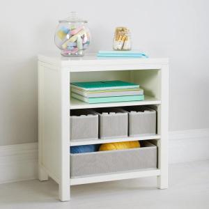 imageMartha Stewart Crafting Kids Open Storage Linen White Wooden Shelving with Bins for Art Supplies SingleSided Organization with CompartmentsLinen White
