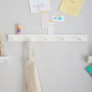 imageMartha Stewart Crafting Kids Peg Bar  Linen White WallMounted Wooden Peg Bar with 5 Sturdy Pegs  Perfect for Hanging Kids Aprons Art Smocks and HatsLinen White