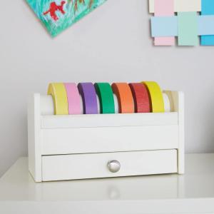 imageMartha Stewart Crafting Kids Tape Roll Dispenser  Linen White MultiRoll Tape Roll Dispenser with Cutter and Storage DrawerG77113