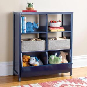 imageMartha Stewart Kids Jr Toy Storage Organizer with Bins  Navy Wooden MultiPurpose Bookcases and Toy Storage Organizer Homeschool and Classroom Furniture