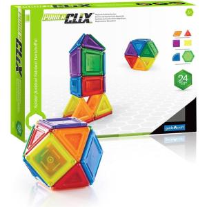 imagePowerClix Solids Magnetic Building Blocks Set 94 Piece Magnetic Tiles STEM Educational Construction Toy24 Piece