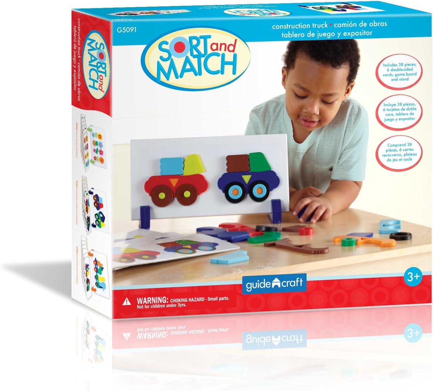 imageGuidecraft Construction Truck Sort and Match  Color and Shapes Matching Game for Children  Kids Early Learning and Development Toy