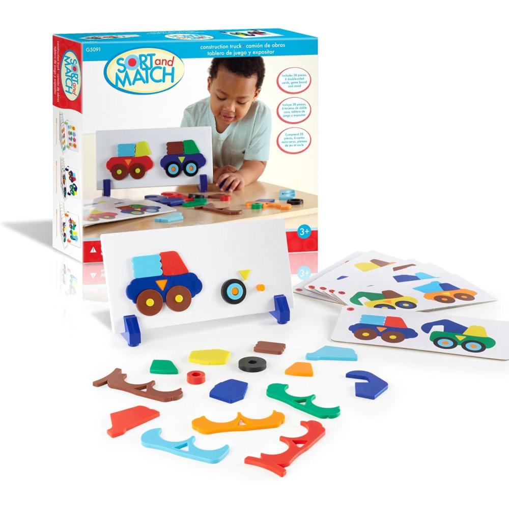 imageGuidecraft Construction Truck Sort and Match  Color and Shapes Matching Game for Children  Kids Early Learning and Development Toy