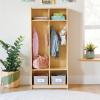 imageGuidecraft EdQ 2Section Wooden Storage Locker with Bench Seat for Classroom Kids Cubby Organizer with Shelves and Hooks for Coats Divided Playroom Storage with BinsNatural
