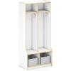 imageGuidecraft EdQ 2Section Wooden Storage Locker with Bench Seat for Classroom Kids Cubby Organizer with Shelves and Hooks for Coats Divided Playroom Storage with BinsWhite