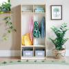 imageGuidecraft EdQ 2Section Wooden Storage Locker with Bench Seat for Classroom Kids Cubby Organizer with Shelves and Hooks for Coats Divided Playroom Storage with BinsWhite