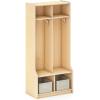 imageGuidecraft EdQ 2Section Wooden Storage Locker with Bench Seat for Classroom Kids Cubby Organizer with Shelves and Hooks for Coats Divided Playroom Storage with BinsNatural