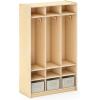 imageGuidecraft EdQ 3Section Wooden Storage Locker for Classroom Kids Natural Wood Cubby Organizer with Shelves and Hooks for CoatsNatural