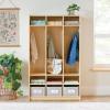 imageGuidecraft EdQ 3Section Wooden Storage Locker for Classroom Kids Natural Wood Cubby Organizer with Shelves and Hooks for CoatsNatural