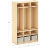 imageGuidecraft EdQ 3Section Wooden Storage Locker for Classroom Kids Natural Wood Cubby Organizer with Shelves and Hooks for CoatsNatural