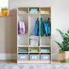 imageGuidecraft EdQ 3Section Wooden Storage Locker for Classroom Kids Natural Wood Cubby Organizer with Shelves and Hooks for CoatsWhite