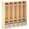 imageGuidecraft EdQ 5Section Wooden Storage Locker for Classroom Kids Natural Cubby Organizer with Shelves and Hooks for CoatsNatural