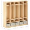imageGuidecraft EdQ 5Section Wooden Storage Locker for Classroom Kids Natural Cubby Organizer with Shelves and Hooks for CoatsNatural