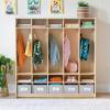 imageGuidecraft EdQ 5Section Wooden Storage Locker for Classroom Kids Natural Cubby Organizer with Shelves and Hooks for CoatsNatural