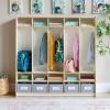 imageGuidecraft EdQ 5Section Wooden Storage Locker for Classroom Kids Natural Cubby Organizer with Shelves and Hooks for CoatsWhite