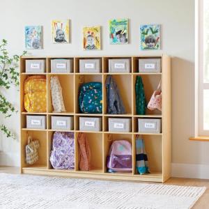 imageGuidecraft EdQ 10Section Wooden Storage Locker for Classroom Kids Natural Wood Cubby Organizer with Shelves and Hooks for CoatsNatural