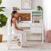 imageGuidecraft Avery Kids Desk Hutch and Chair Set  White Childrens Wooden Computer Desk with Storage Shelves and Drawers Study Table and Chair for Girls