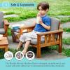 imageMartha Stewart Kids Outdoor Chair Natural Acacia Wood Chair for Kids wGray Polyester Cushions 10quot Seat Height  Montessori Furniture for Backyard Patio and Outdoor Play ampamp Learning Environments