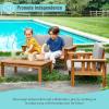 imageMartha Stewart Kids Outdoor Couch Chair ampamp Table Set Acacia Wood 3Piece Outdoor Furniture Set for Children  Kids Picnic Table Sofa ampamp Chair wCushions for Backyard Garden Porch and Patio