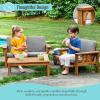 imageMartha Stewart Kids Outdoor Couch Chair ampamp Table Set Acacia Wood 3Piece Outdoor Furniture Set for Children  Kids Picnic Table Sofa ampamp Chair wCushions for Backyard Garden Porch and Patio