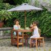 imageMartha Stewart Kids Outdoor Craft Table Benches ampamp Umbrella Set Acacia Wood Activity Desk wCrate Caddy Storage Shelves  Kids Play ampamp Picnic Table wBenches ampamp Umbrella for Backyard Patio Garden
