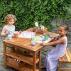 imageMartha Stewart Kids Outdoor Craft Table and 2 Bench Set Acacia Wood Activity Desk wCrate Caddy and Storage Shelves  Kids Play ampamp Picnic Table wBenches for Backyard Patio Outdoor Classrooms