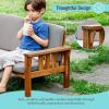 imageMartha Stewart Kids Outdoor Sofa Chair Natural Acacia Wood Outdoor Couch for Kids wGray Polyester Cushions 10quot Seat Height  Montessori Furniture for Backyard Patio Garden Porch