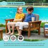 imageMartha Stewart Kids Outdoor Sofa Chair Natural Acacia Wood Outdoor Couch for Kids wGray Polyester Cushions 10quot Seat Height  Montessori Furniture for Backyard Patio Garden Porch