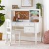 imageGuidecraft Avery Kids Desk Hutch and Chair Set  White Childrens Wooden Computer Desk with Storage Shelves and Drawers Study Table and Chair for Girls