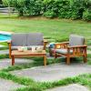 imageMartha Stewart Kids Outdoor Couch Chair ampamp Table Set Acacia Wood 3Piece Outdoor Furniture Set for Children  Kids Picnic Table Sofa ampamp Chair wCushions for Backyard Garden Porch and Patio