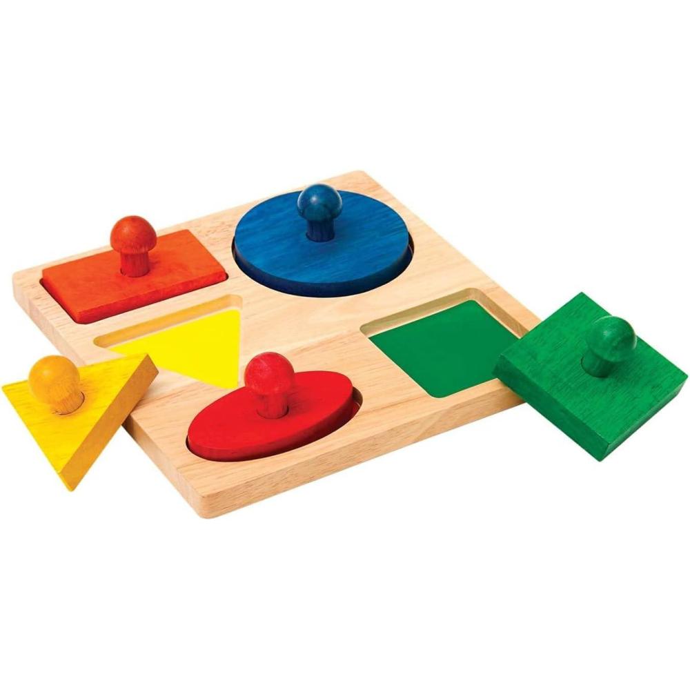 imageGuidecraft Geometric Colorful Puzzle Board  5 Shapes Kids Early Learning and Development Toy Wooden Matching and Sorting Educational Set for ToddlersGeometric Color Puzzle