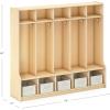 imageGuidecraft EdQ 5Section Wooden Storage Locker with Bench Seat for Classroom Kids White Cubby Organizer with Shelves and Hooks for Coats Divided Playroom Storage with BinsNatural