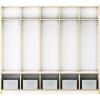 imageGuidecraft EdQ 5Section Wooden Storage Locker with Bench Seat for Classroom Kids White Cubby Organizer with Shelves and Hooks for Coats Divided Playroom Storage with BinsWhite