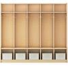 imageGuidecraft EdQ 5Section Wooden Storage Locker with Bench Seat for Classroom Kids White Cubby Organizer with Shelves and Hooks for Coats Divided Playroom Storage with BinsNatural