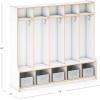 imageGuidecraft EdQ 5Section Wooden Storage Locker with Bench Seat for Classroom Kids White Cubby Organizer with Shelves and Hooks for Coats Divided Playroom Storage with BinsWhite