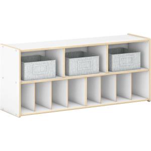 imageGuidecraft EdQ Diaper Storage Organizer  White Wooden Montessori Baby Diaper Storage Station wCubby Shelves amp Bins for Infant Playrooms amp Daycare