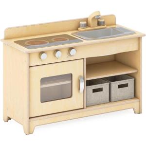 imageGuidecraft EdQ Kids Kitchen Stove Sink and Oven Set  Natural Wooden Montessori Kids Kitchen Playset Pretend Play Toy wRealistic Knobs Storage Shelves amp Bins for Dramatic Play Accessories