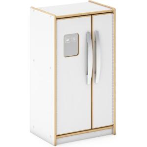 imageGuidecraft EdQ Kids Refrigerator Kitchen Playset  Natural Wooden Montessori Kids Pretend Play Toy Fridge wIce Maker Storage Cabinet amp 2 Bins for Dramatic Play Kitchen AccessoriesWhite