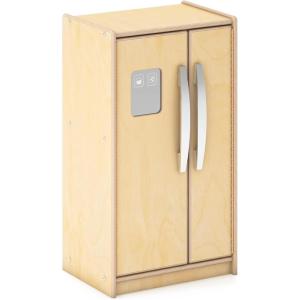 imageGuidecraft EdQ Kids Refrigerator Kitchen Playset  Natural Wooden Montessori Kids Pretend Play Toy Fridge wIce Maker Storage Cabinet amp 2 Bins for Dramatic Play Kitchen AccessoriesNatural