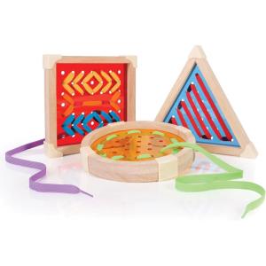 imageGuidecraft Geo Shape Lacing Manipulative Preschool Toy Educational Threading Set for Toddlers