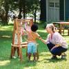 imageGuidecraft Acadia IndoorOutdoor Art Easel for Kids Acacia Wood DoubleSided Foldable SeeThru Easel  Easy to Clean Art Station w 5 Paint Cups Paper Clips Clear DryErase Board Marker Tray